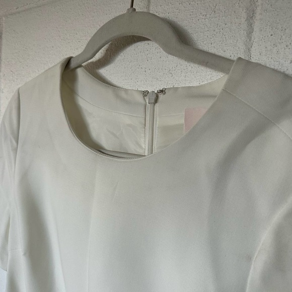 Cinq a Sept NWT Ivory Fontaine Twist Front Overlay Crepe Mini Dress Size 8 - Picture 9 of 11